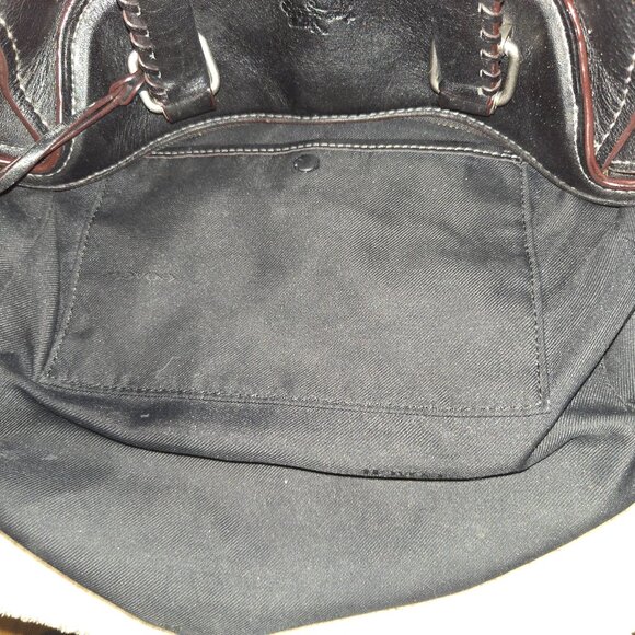 Coach Ace Satchel Black Leather with Whipstitch & Burgundy Trim - Picture 7 of 9